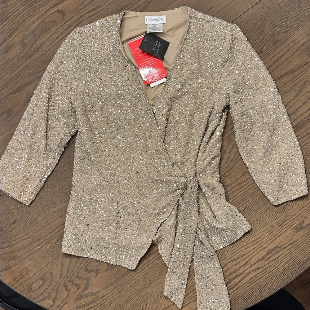 Chadwick’s NWT Vintage Champagne Sequin Wrap Jacket